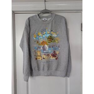Disney Parks Discover The Magic Crew Neck Sweatshirt Gray‎ Medium retro